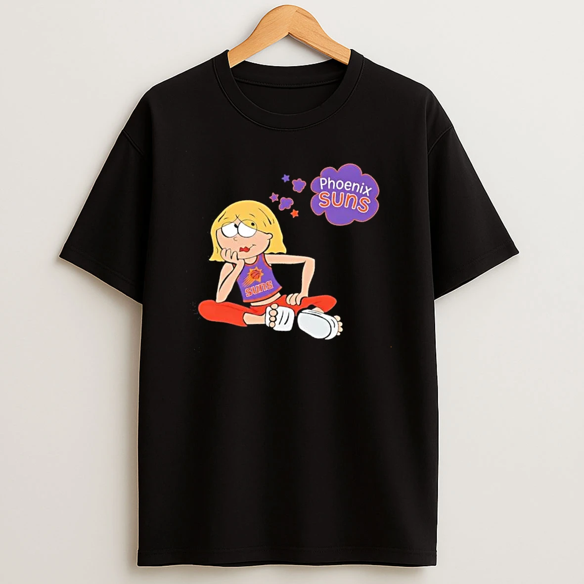 Officials Top Phoenix Suns Nba Cartoon Blonde Girl Sitting Daydreaming Thought Bubble Mens T Shirt Sweatshirt