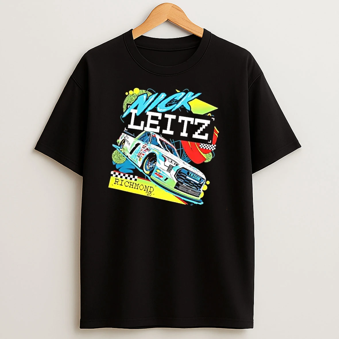 Officials Tricon Richmond Nick Leitz 2026 Retro Neon Geometric Racing Truck Mens T Shirt Sweatshirt