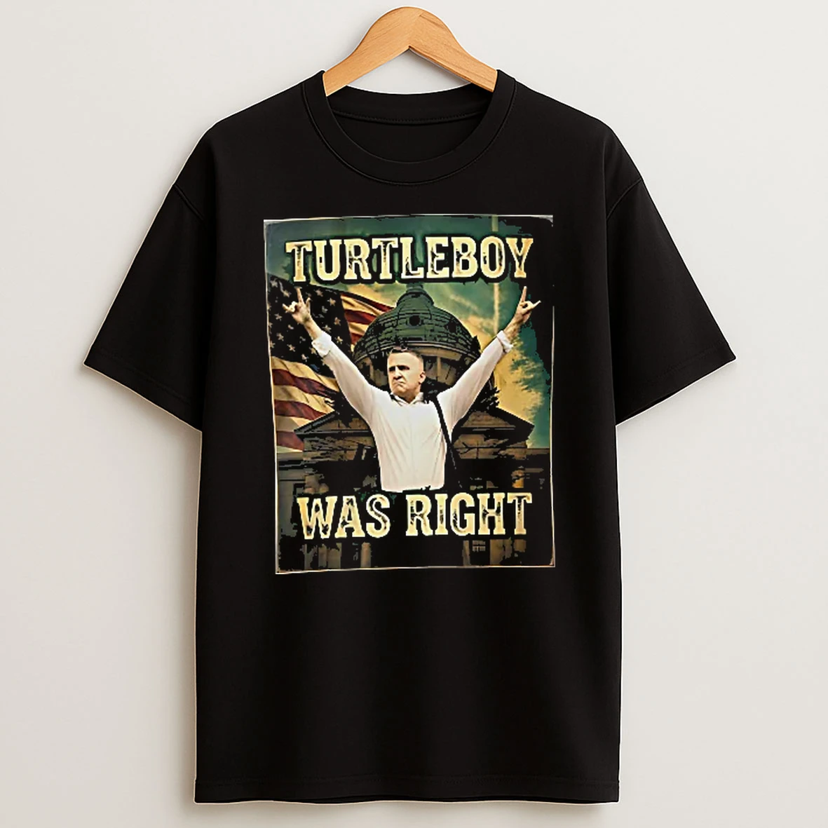 Officials Turtleboy Was Right Man Raising Hands American Flag Dome Building Distressed Youth T Shirt Sweatshirt