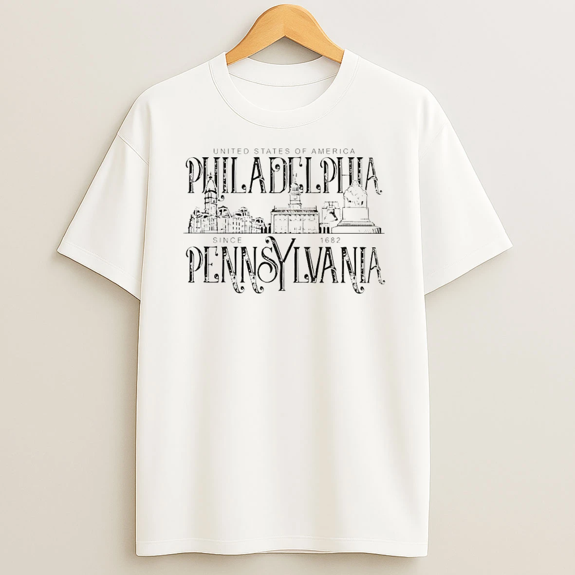 Officials Usa Philadelphia Pennsylvania 1682 Since Landmark Skyline Premium T Shirt Sweatshirt Hoodie