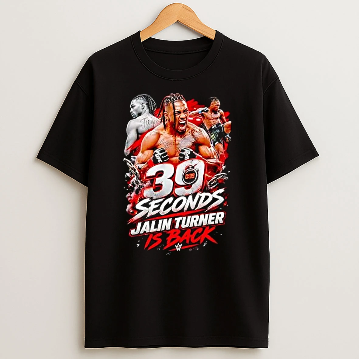 Officials Ufc 39 Seconds Is Back Jalin Turner Screaming Fighter Photo Collage Red Glow T Shirt Sweatshirt