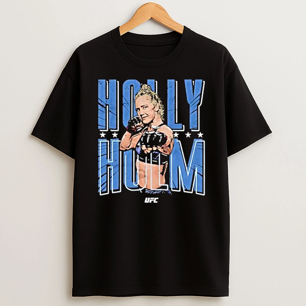 Officials Ufc Holly Holm Fighter Photo Halftone Distressed Letters Stars Premium T Shirt Sweatshirt Hoodie