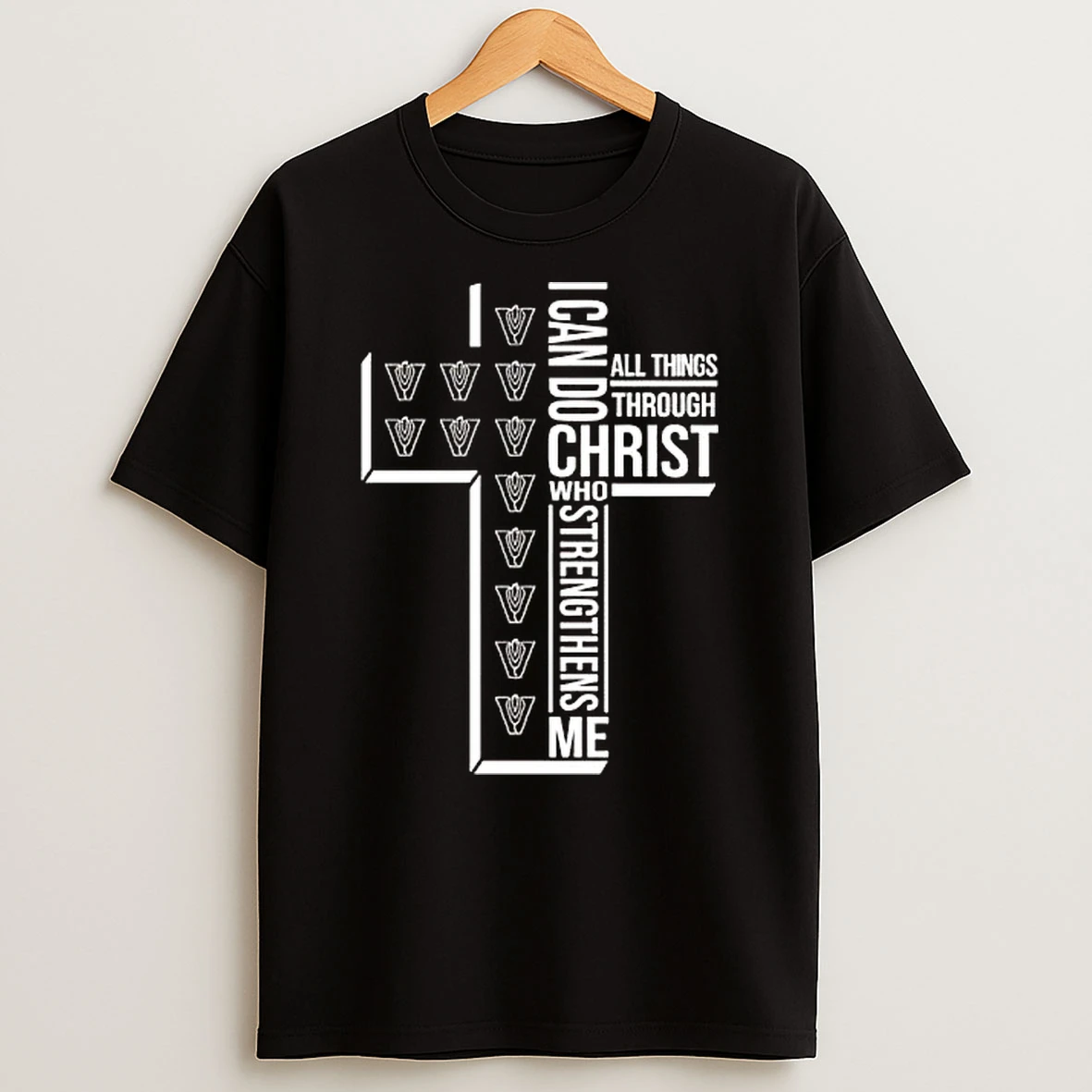 Officials Villanova Wildcats Ncaa I Can Do All Things Through Christ Who Strengthens Me Cross Text Pattern T Shirt Sweatshirt
