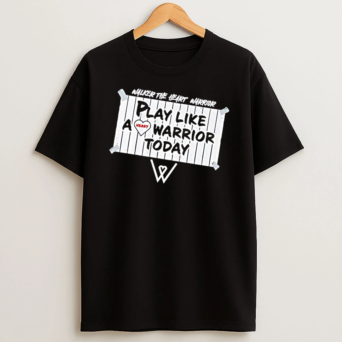 Officials Walker The Heart Warrior Play Like A Today Taped Wooden Sign Logo W Mens Premium T Shirt Sweatshirt Hoodie