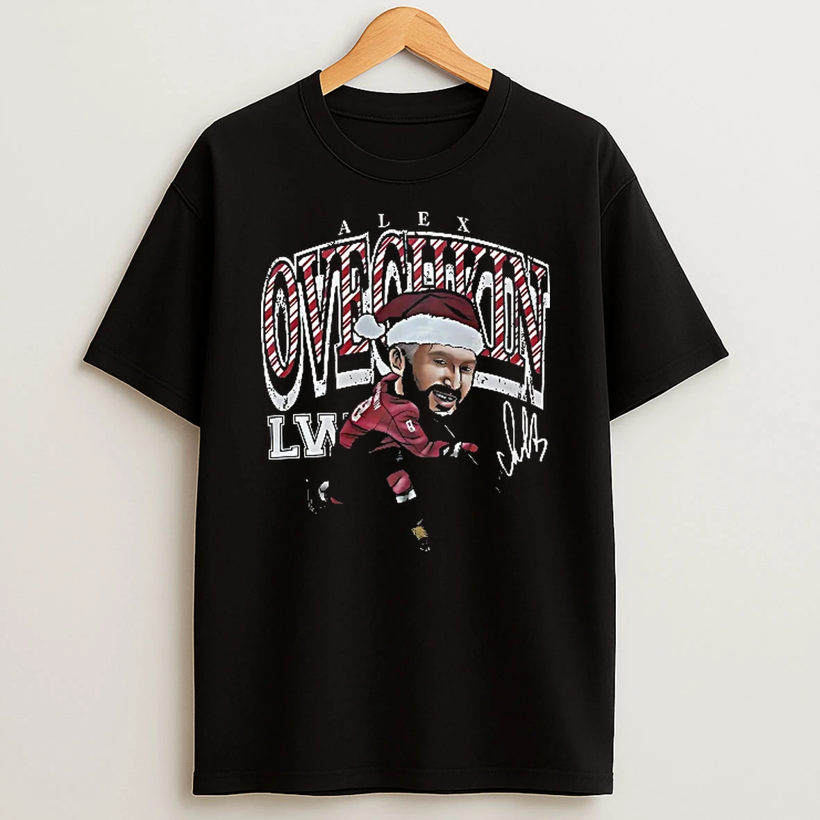Officials Washington Capitals Nhl Alex Ovechkin Santa Hat Candy Cane Cartoon Caricature Youth T Shirt Sweatshirt