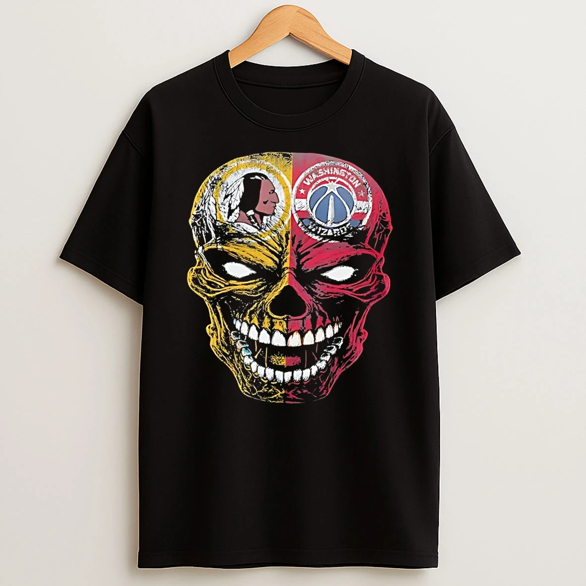 Officials Washington Dc Skull Redskins Wizards Black Premium T Shirt Sweatshirt Hoodie
