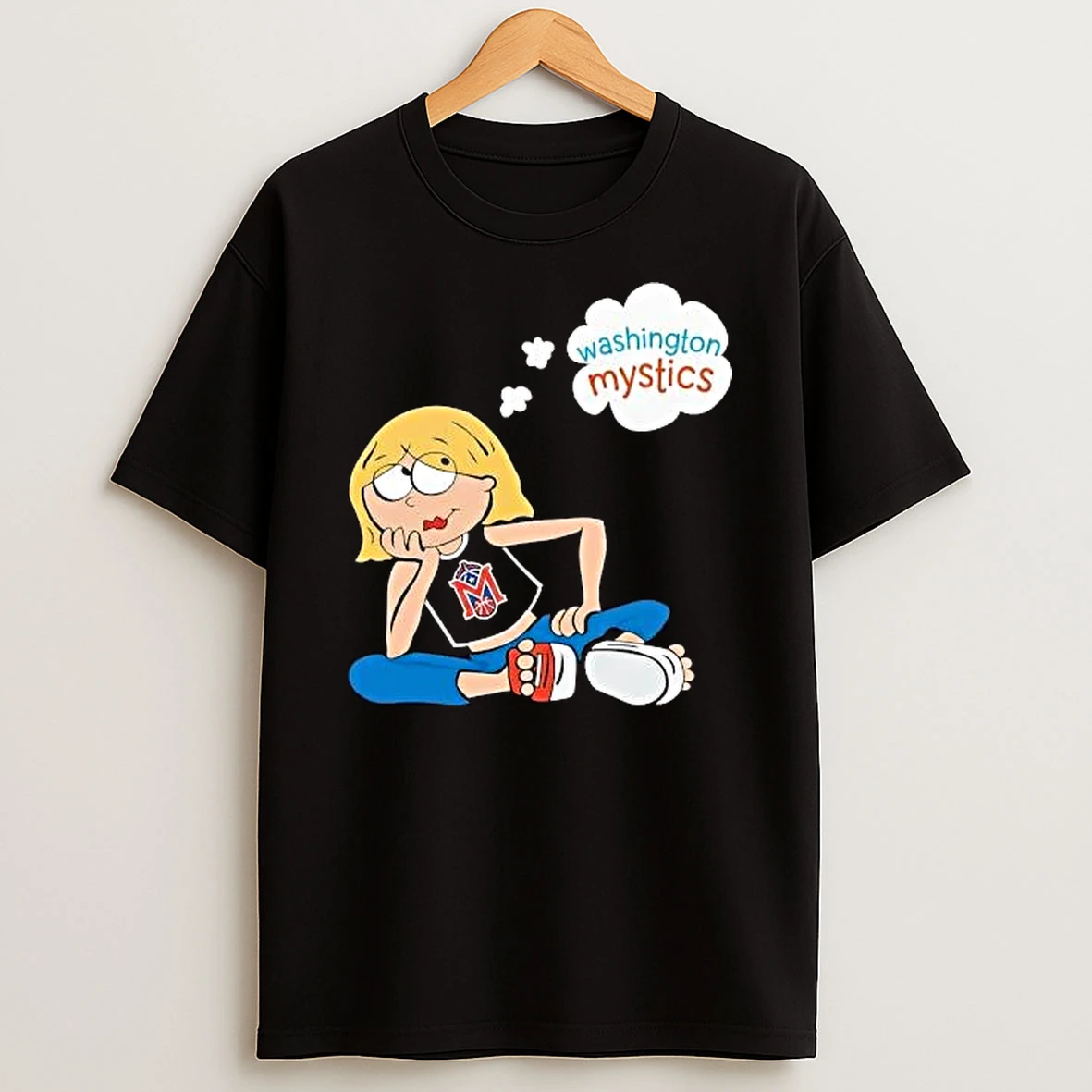 Officials Washington Mystics Wnba Cartoon Blonde Girl Daydreaming Sitting T Shirt Sweatshirt