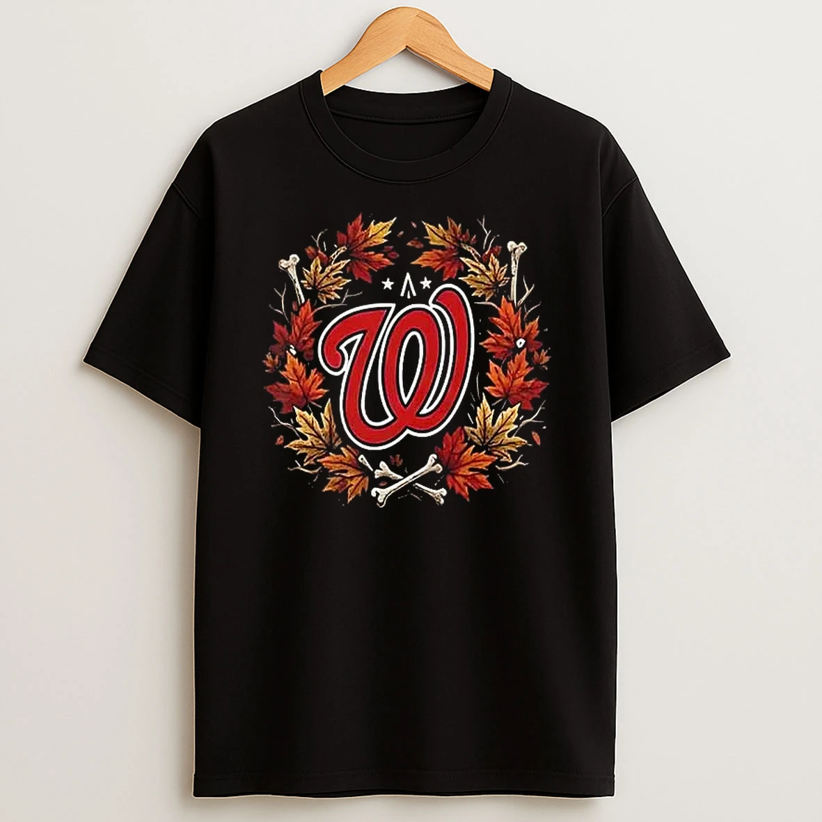 Officials Washington Nationals Maple Leaves Skull Crossed Bats Baseballs Halloween Black Mens Premium T Shirt Sweatshirt Hoodie