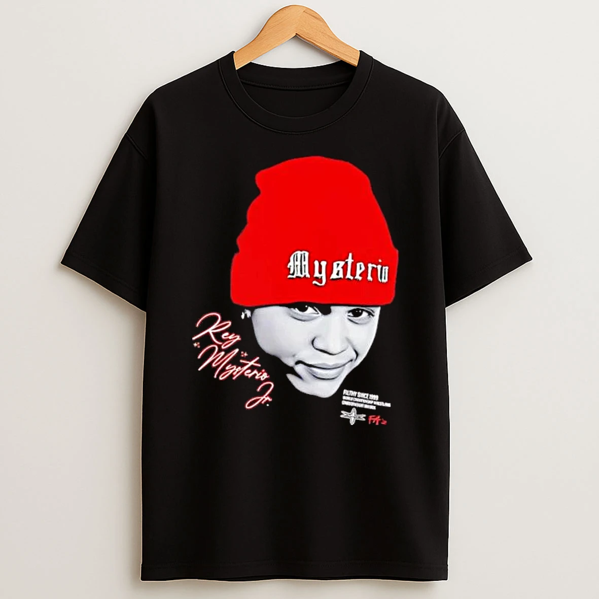 Officials Wcw Filthy Since Rey Mysterio Jr Cruiserweight Division 1999 Unmasked Portrait Red Beanie Mens T Shirt Sweatshirt