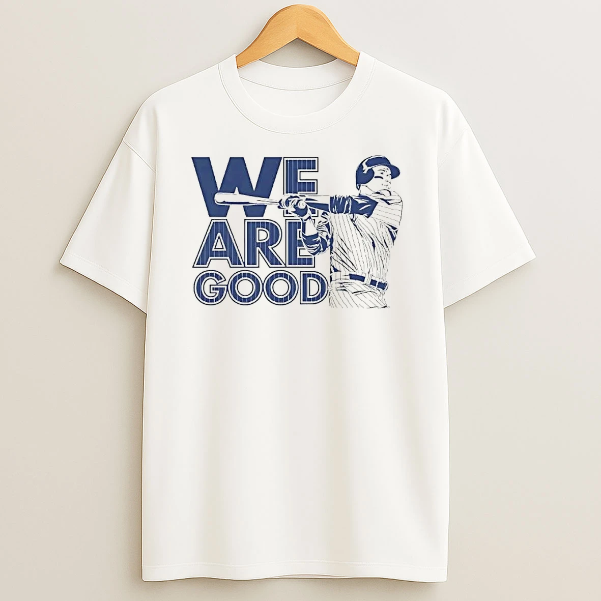 Officials We Are Good Pinstripe Typography Baseball Batter Swinging Bat T Shirt Sweatshirt