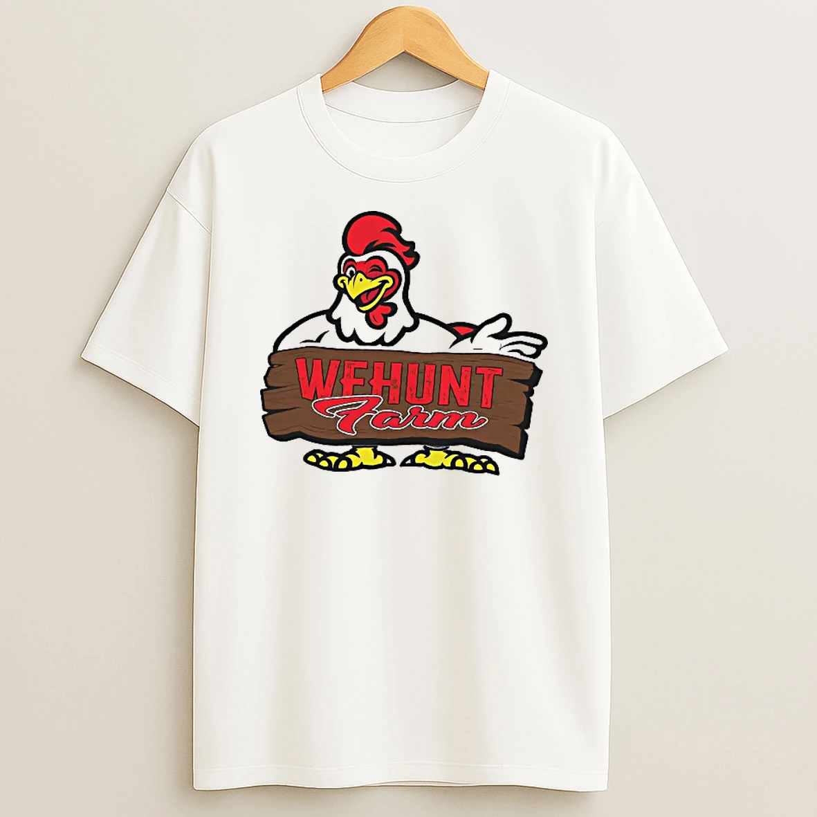 Officials Wehunt Farm Chicken Mascot Cartoon Logo Sign Illustration For Farm T Shirt Sweatshirt