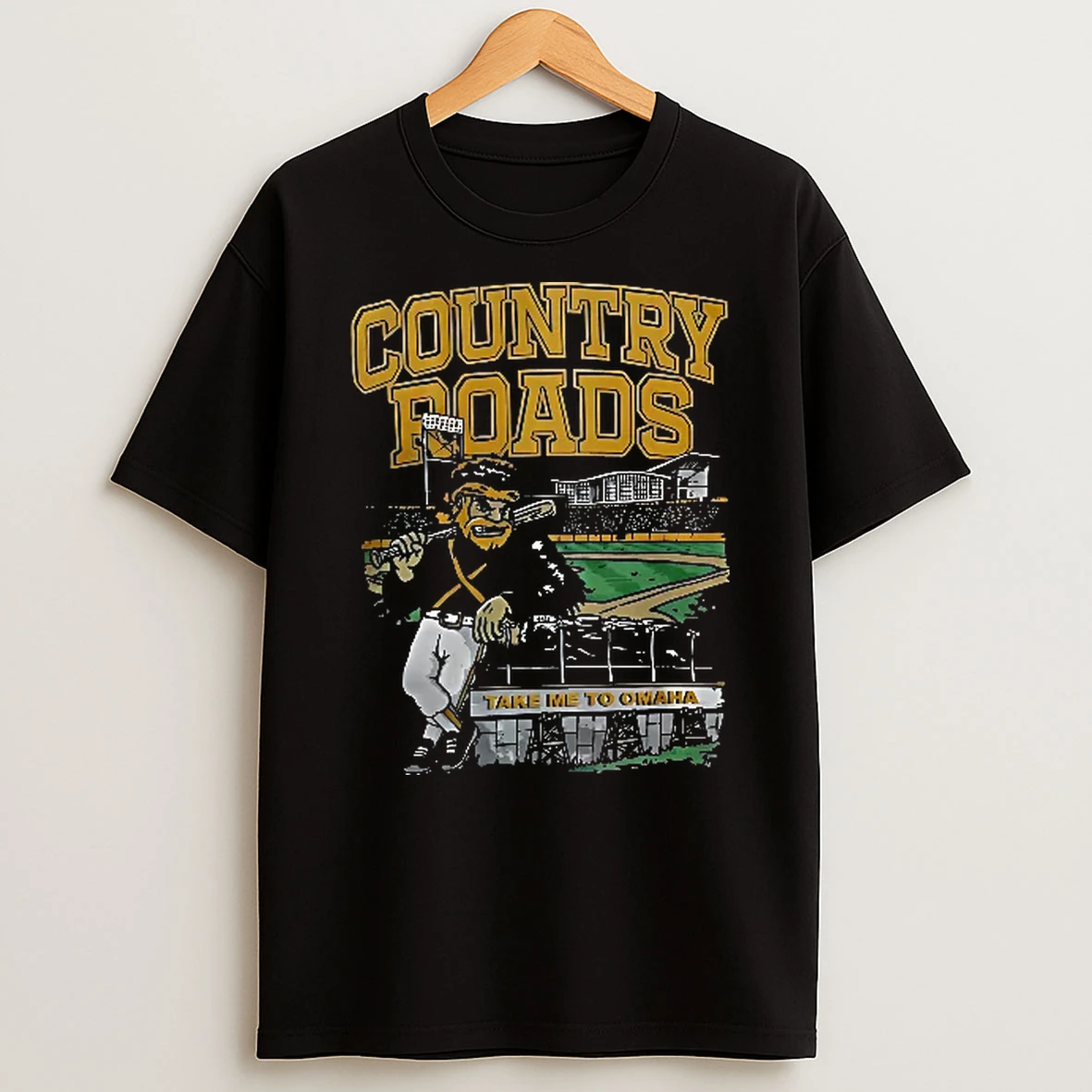Officials West Virginia Mountaineers Ncaa Country Roads Take Me To Omaha Bearded Mascot Leaning Baseball Stadium Youth T Shirt Sweatshirt