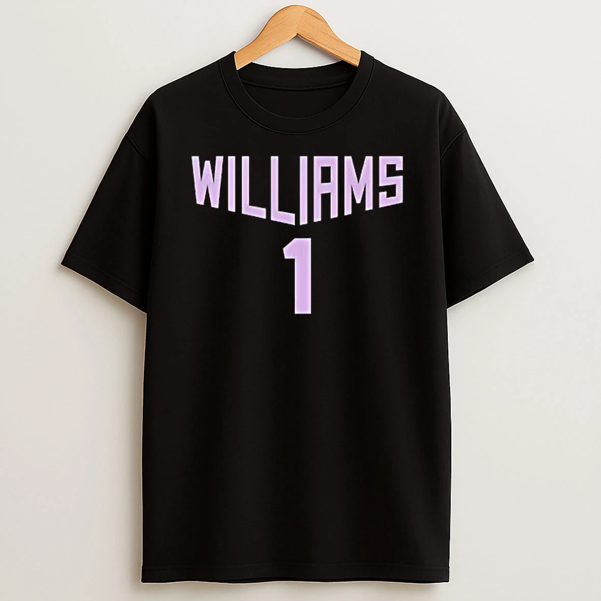Officials Williams 1 Purple Arched Block Font Jersey Back Nameplate Premium T Shirt Sweatshirt Hoodie