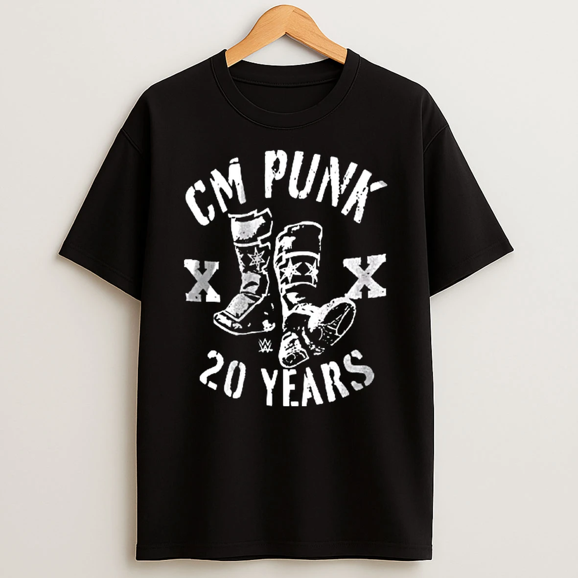 Officials Wwe Cm Punk 20 Years X Distressed Wrestling Boots Chicago Stars Youth T Shirt Sweatshirt