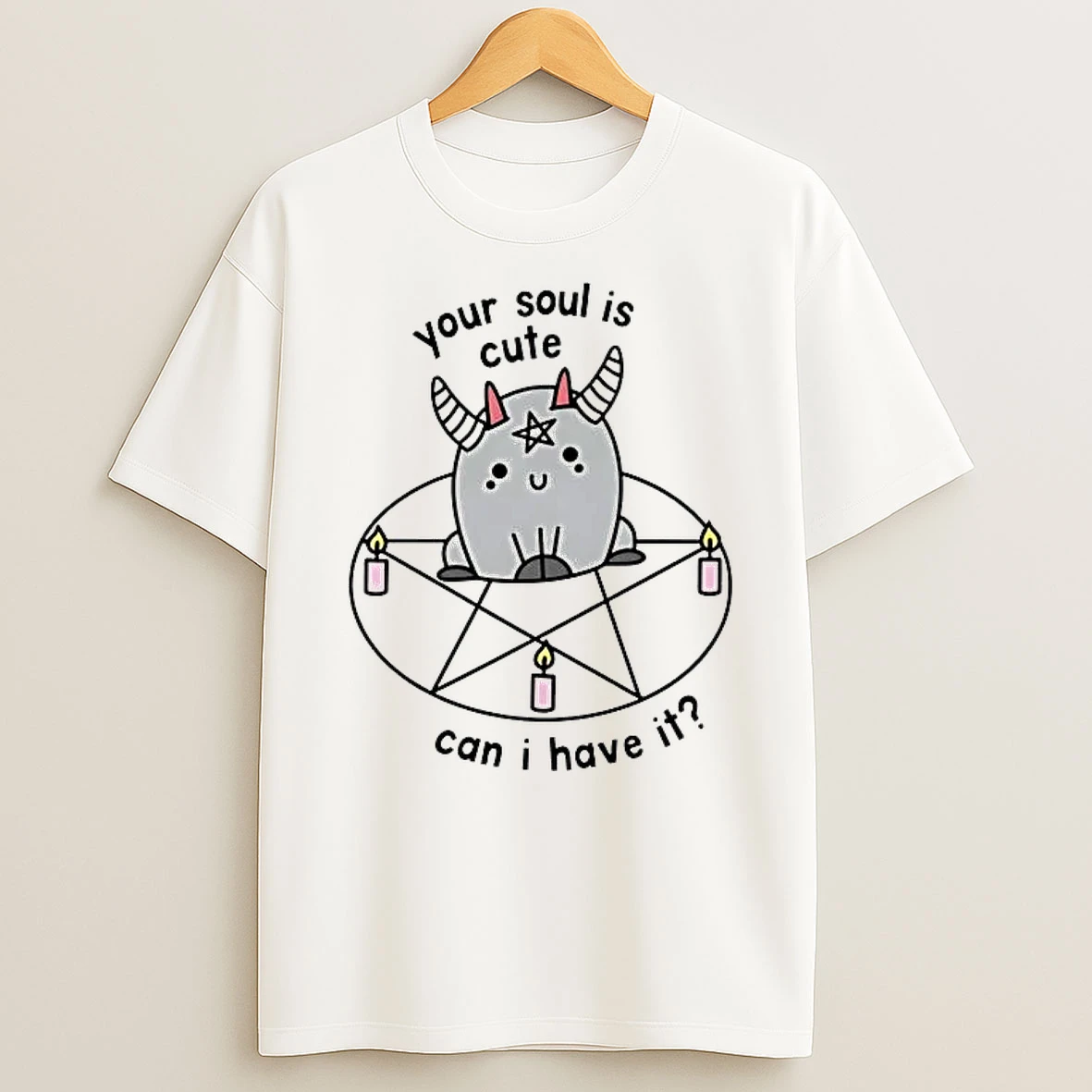 Officials Your Soul Is Cute Can I Have It Kawaii Satanic Pentagram Demon Premium T Shirt Sweatshirt Hoodie