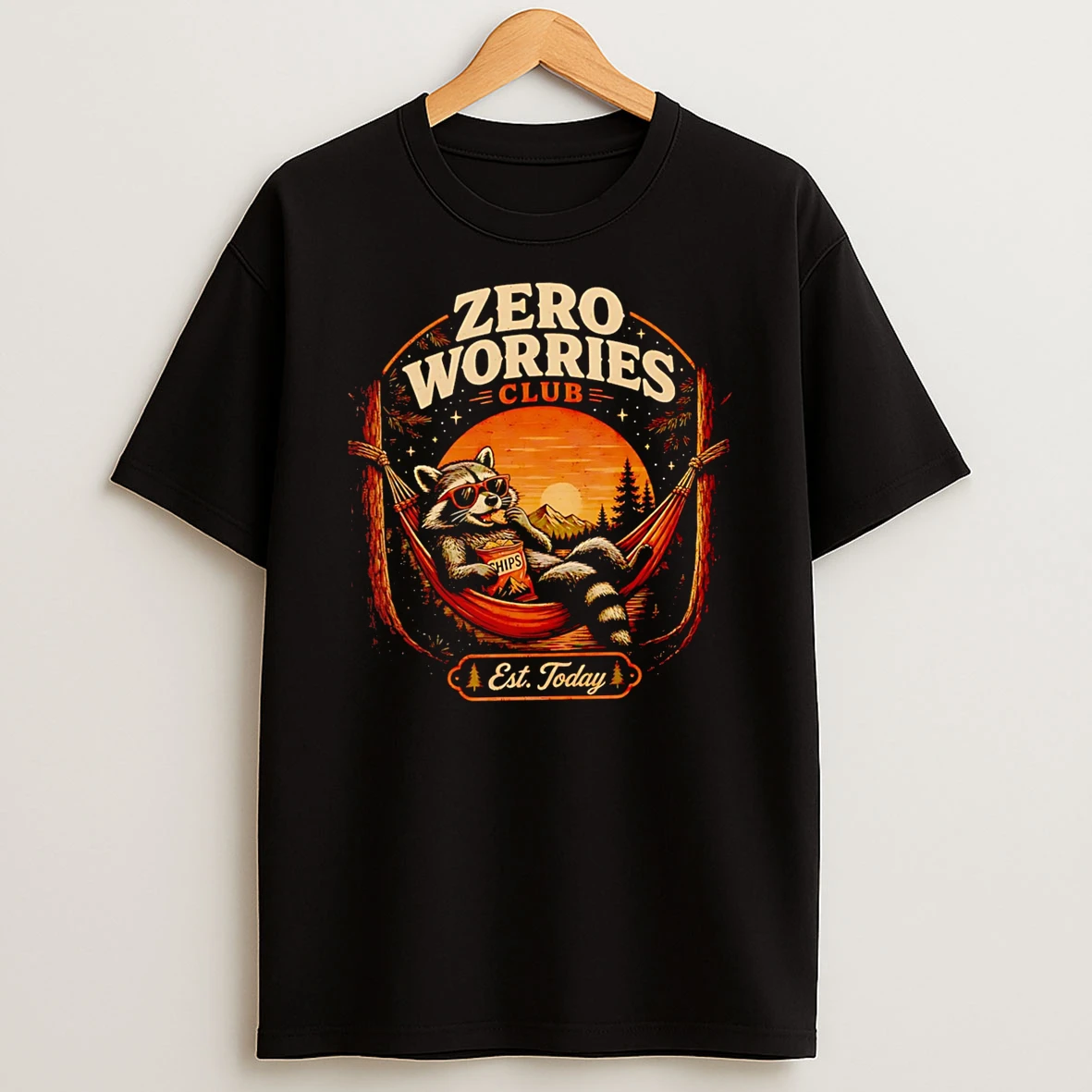 Officials Zero Worries Club Raccoon Funny Chill No Stress Premium T Shirt Sweatshirt Hoodie