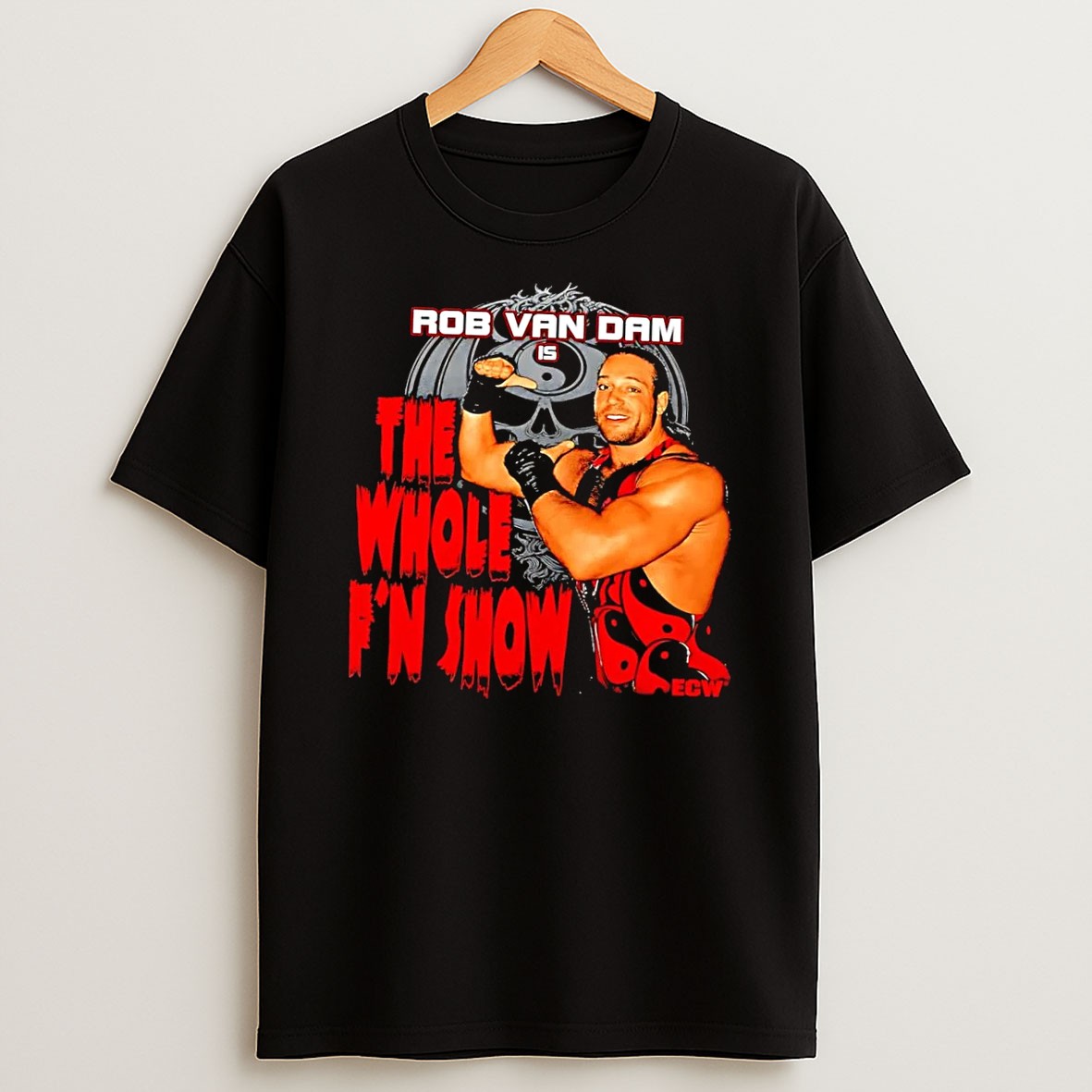 Original Ecw Rob Van Dam Pointing The Whole Fn Show Black T Shirt