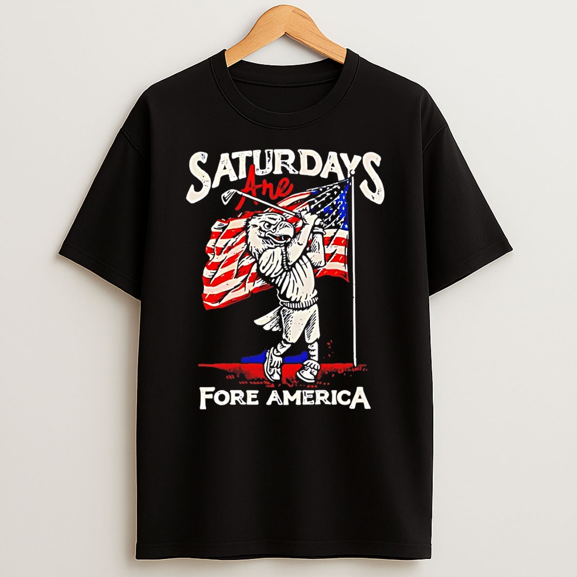 Original Eagles Golf Saturdays Are Fore American Flag T Shirt