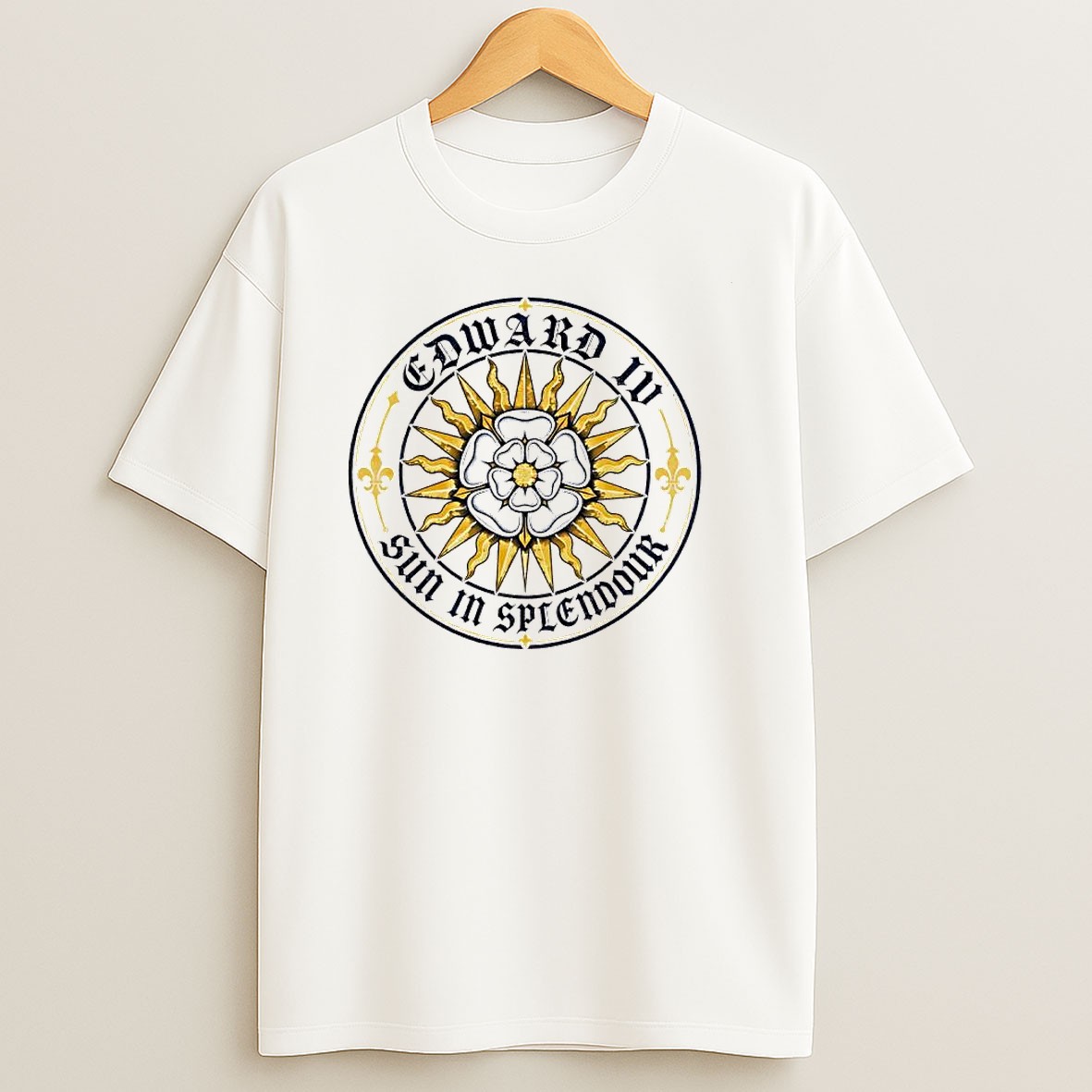 Original Edward Iv Sun In Splendour White Rose Of York Badge Emblem History Medieval T Shirt