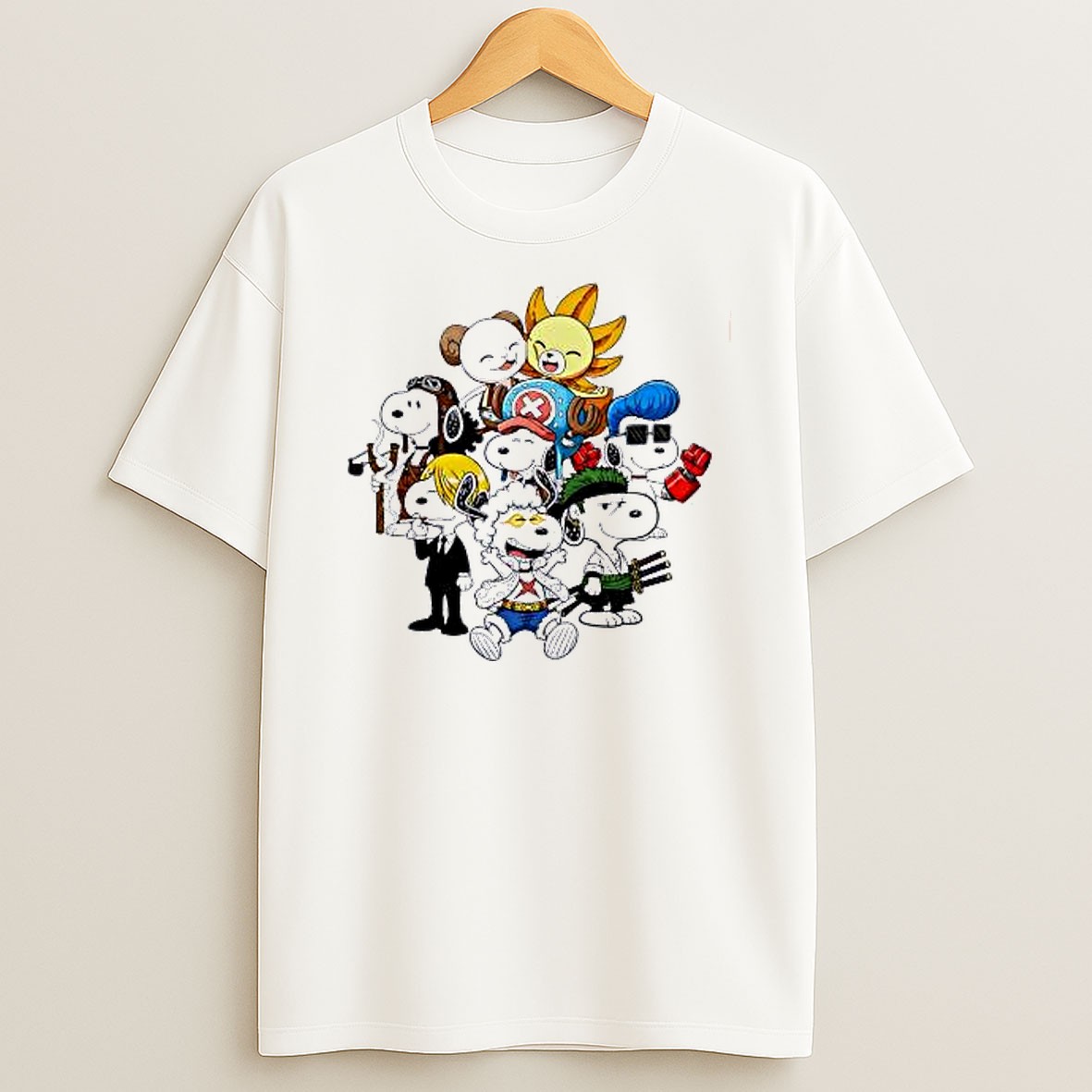 Original Snoopy Straw Hat Pirates One Piece Characters T Shirt