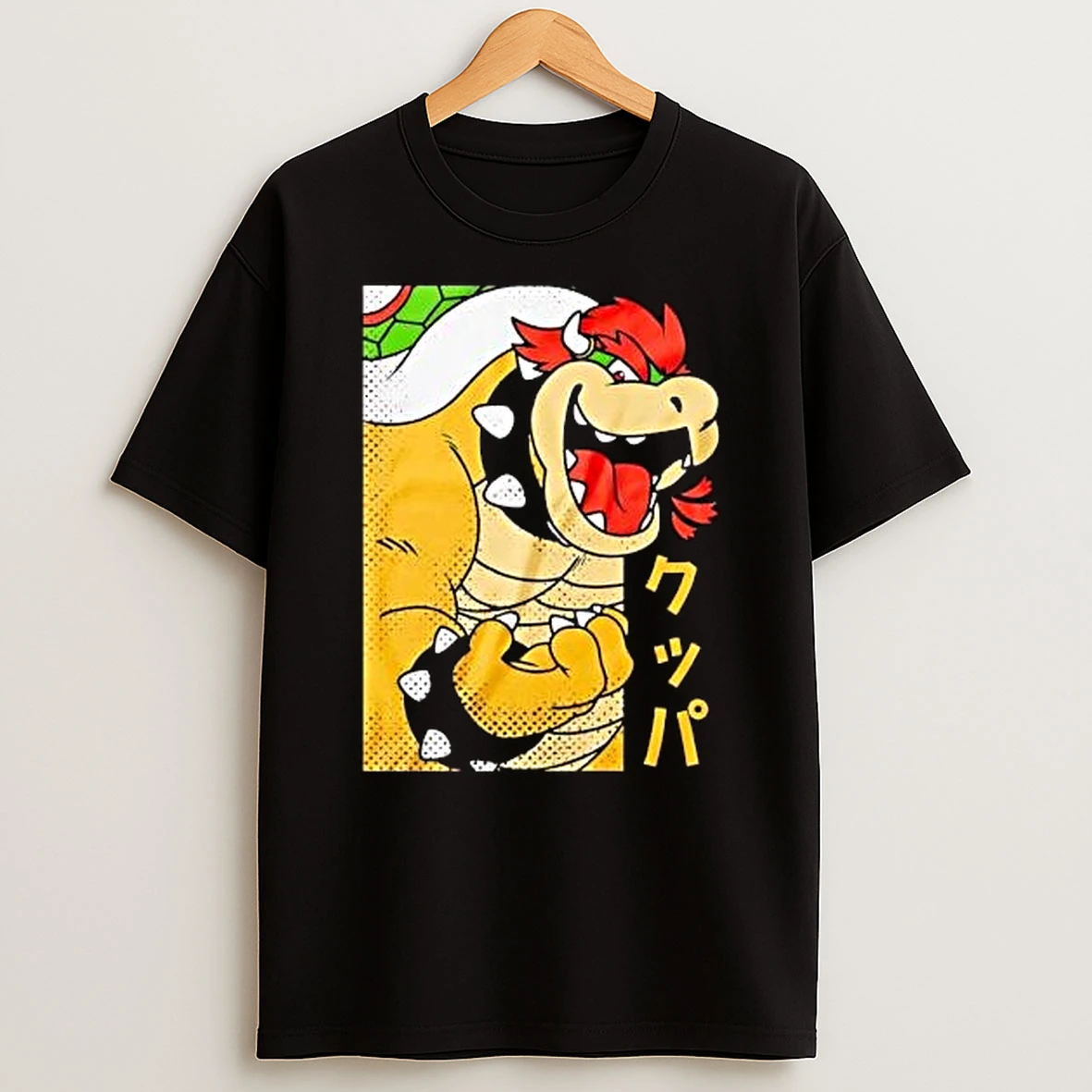 Retro Japanese Style Bowser Roaring Power Portrait T Shirt