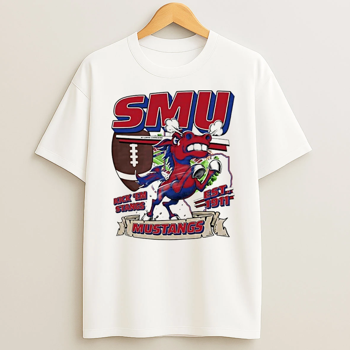Smu Mustangs Kick Em Stangs Est 1911 Mascot T Shirt
