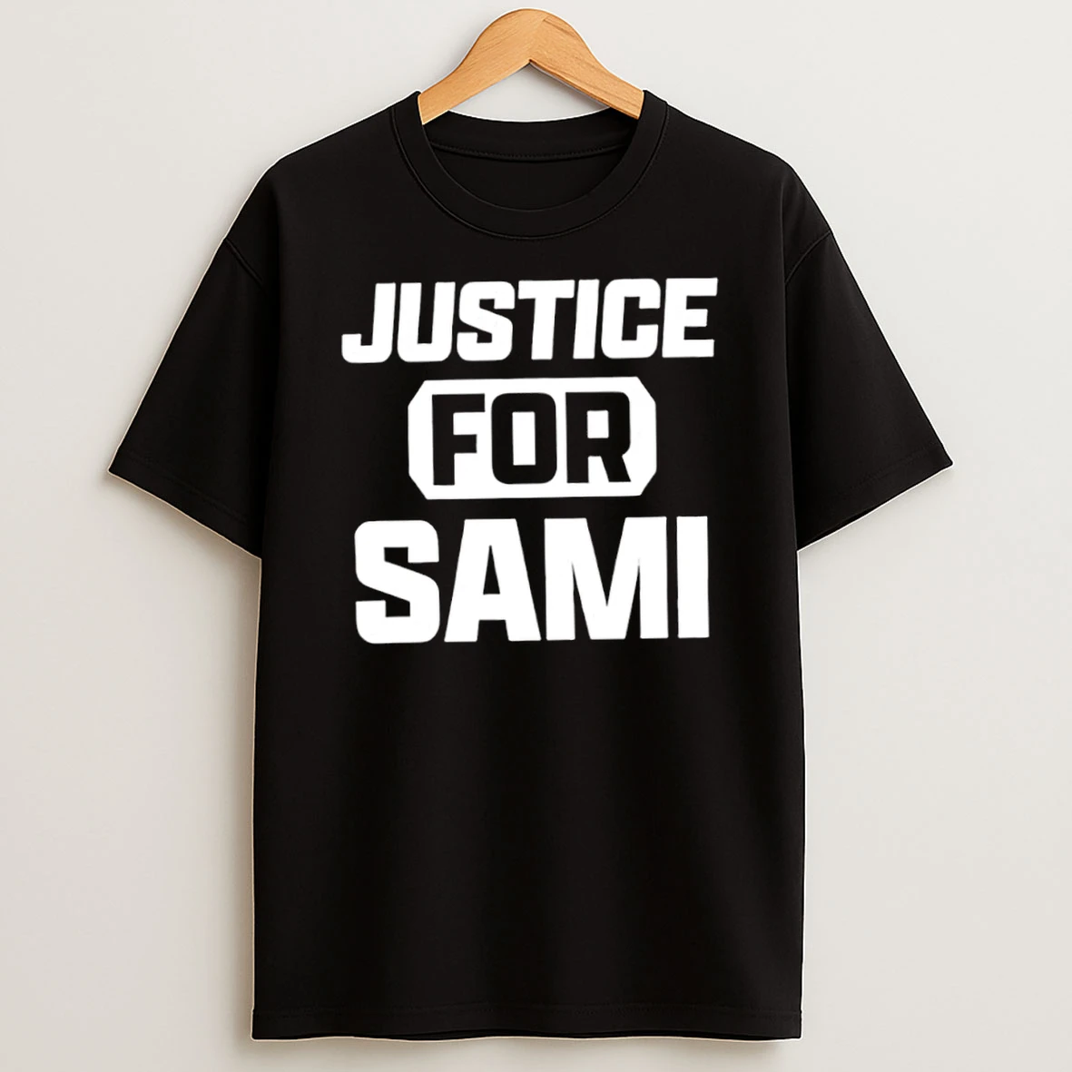 Sami Zayn Wearing Justice For Sami T Shirt