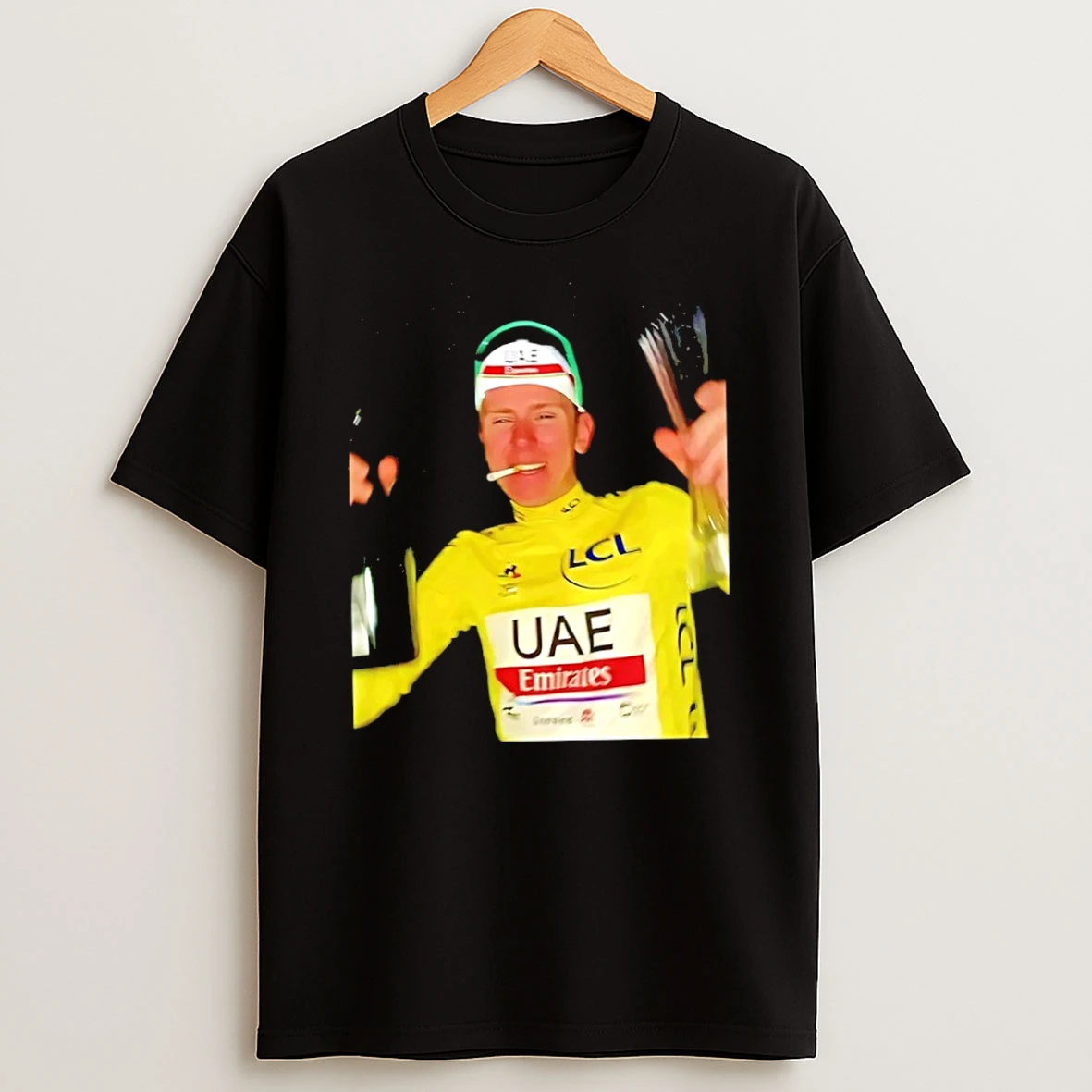 Tadej Pogacar 2025 Smoking Beer Trophy Celebrating T Shirt