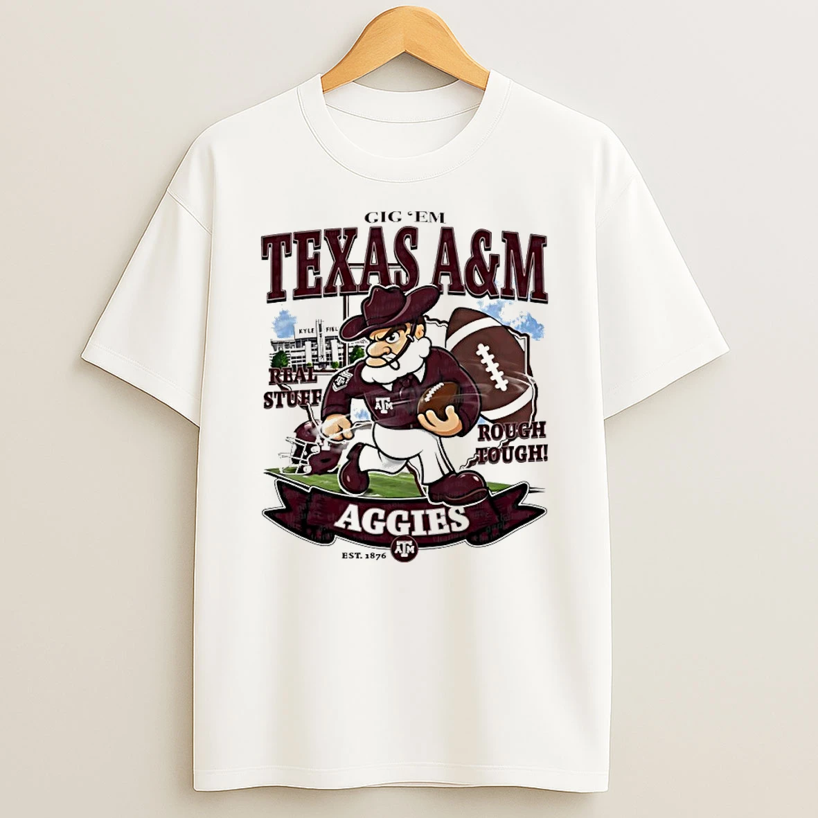 Texas Am Aggies Gig Em Real Stuff Rough Tough T Shirt