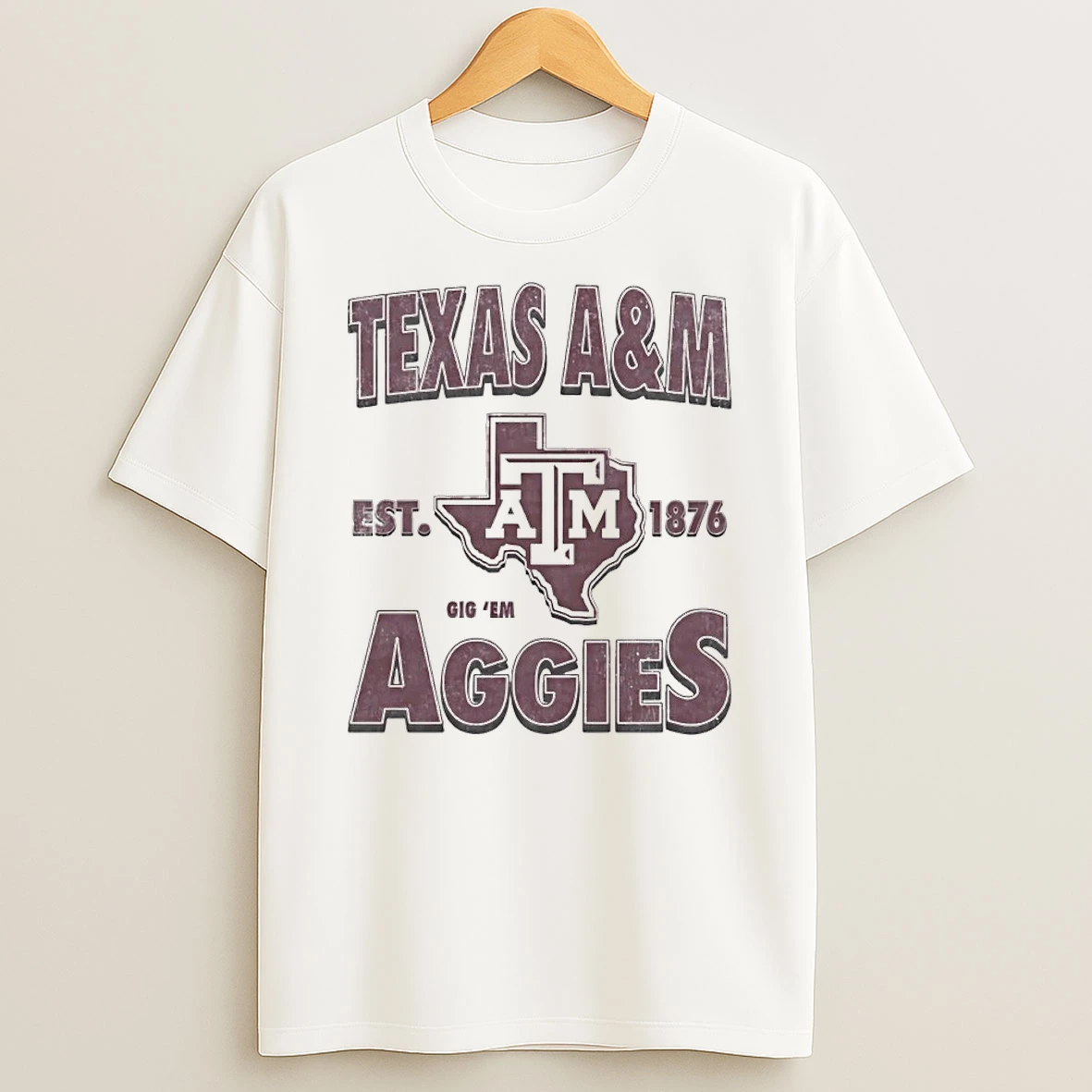 Texas Am Est 1876 Gig Em Aggies Logo T Shirt