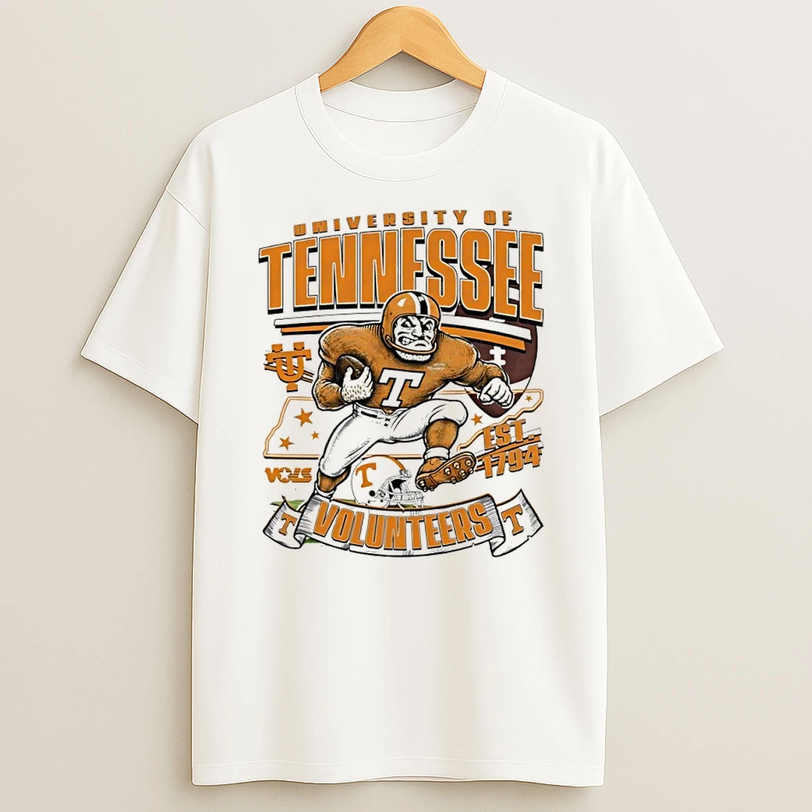 University Of Tennessee Volunteers Est 1794 Football Mascot T Shirt