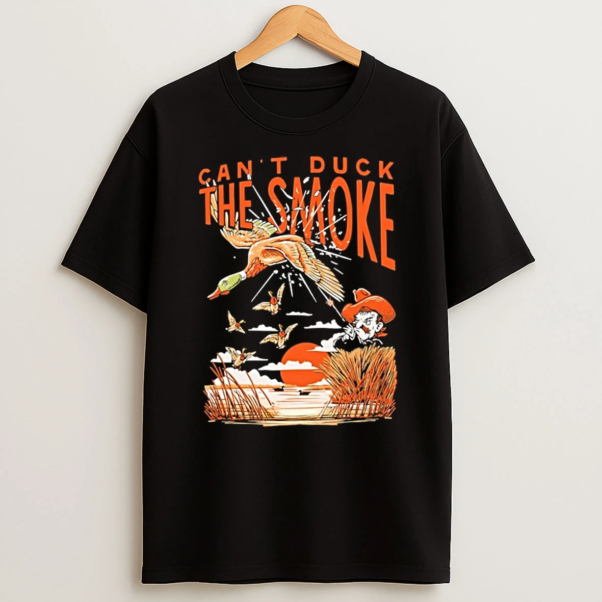Classic Cant Duck The Smoke Camo Oklahoma State Cowboys Ncaa Football T Shirt
