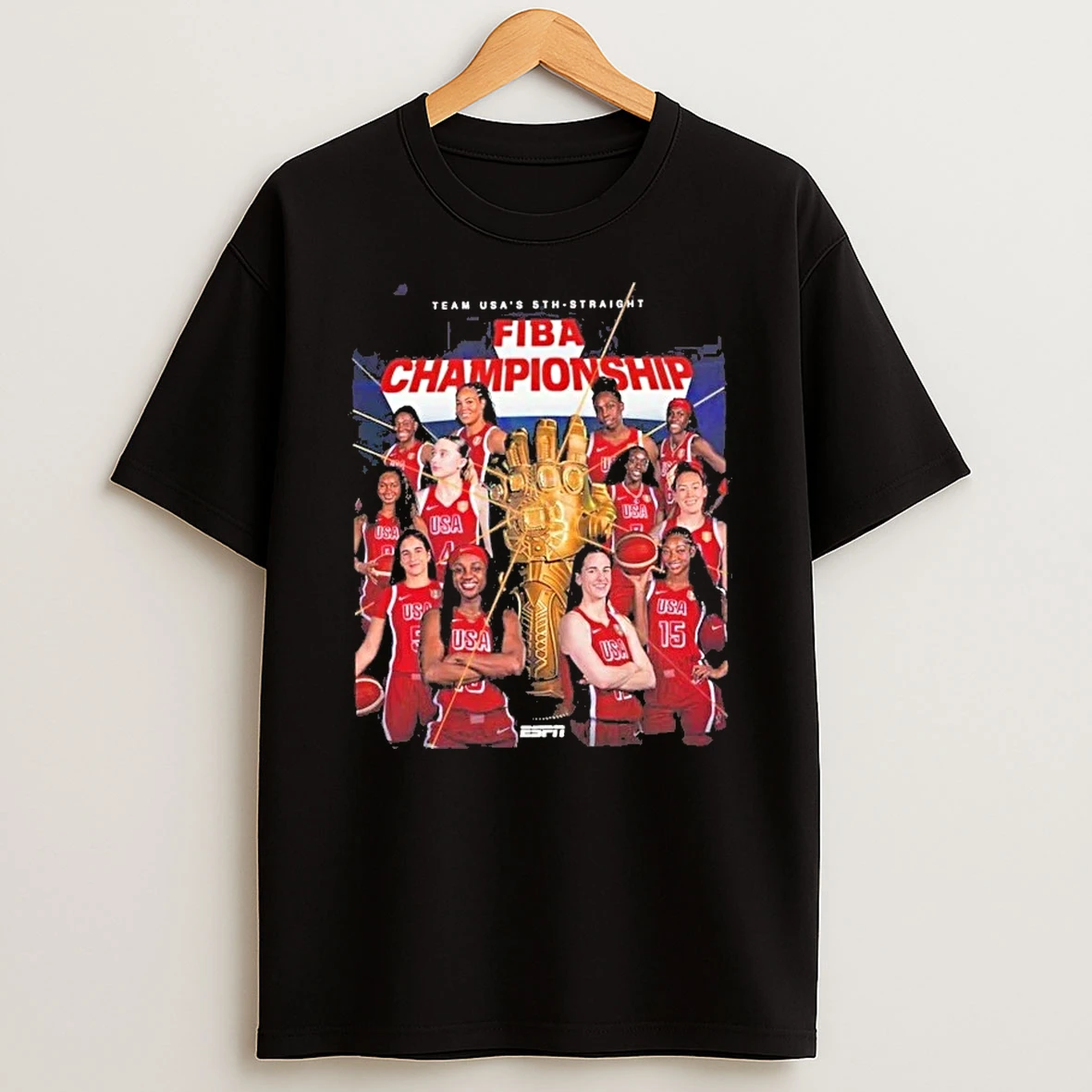 Classic Fiba Basketball World Cup Champions Womens National Team Usa 5th Straight 2026 T Shirt