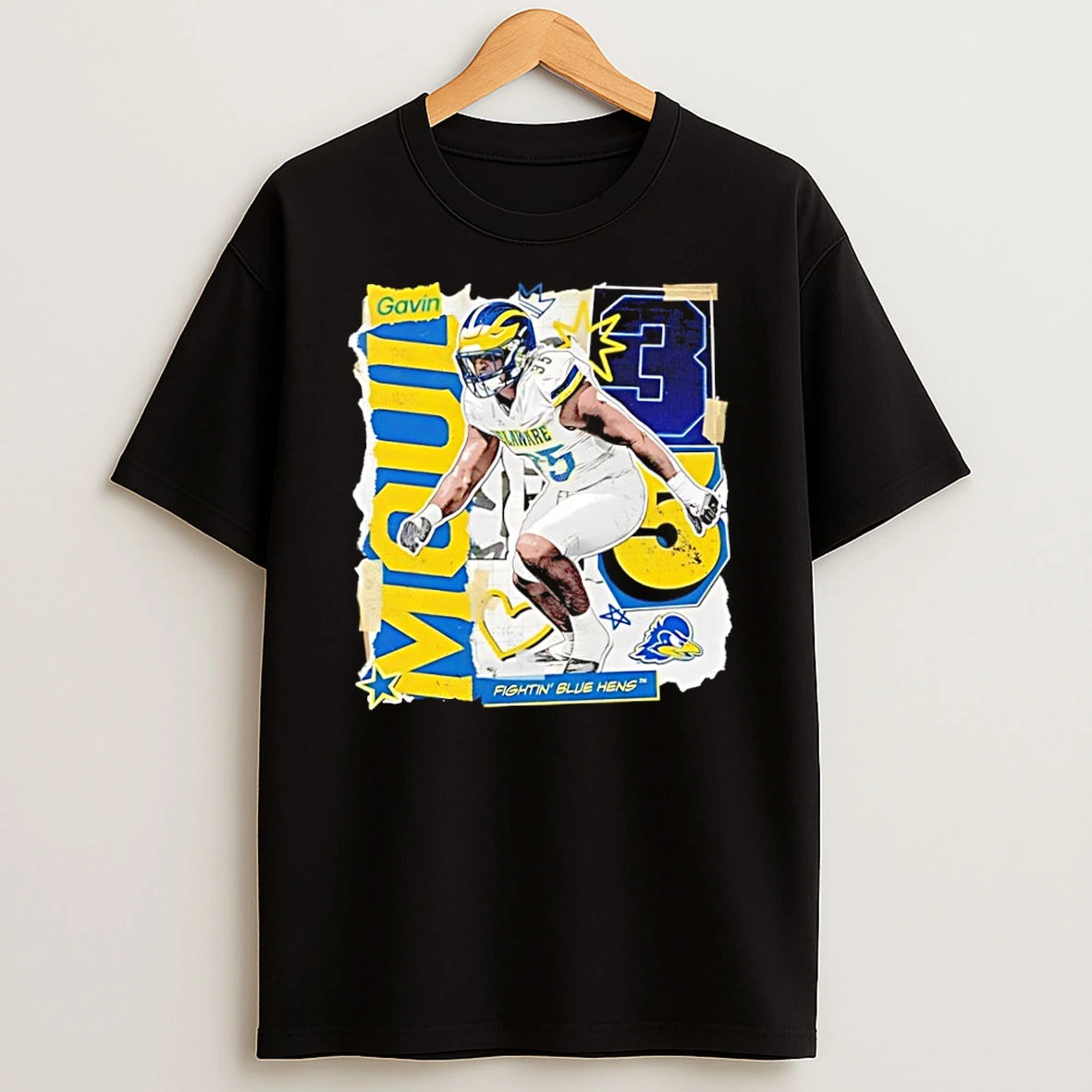 Classic Gavin Moul 3 Delaware Blue Hens Ncaa Football Graphic T Shirt
