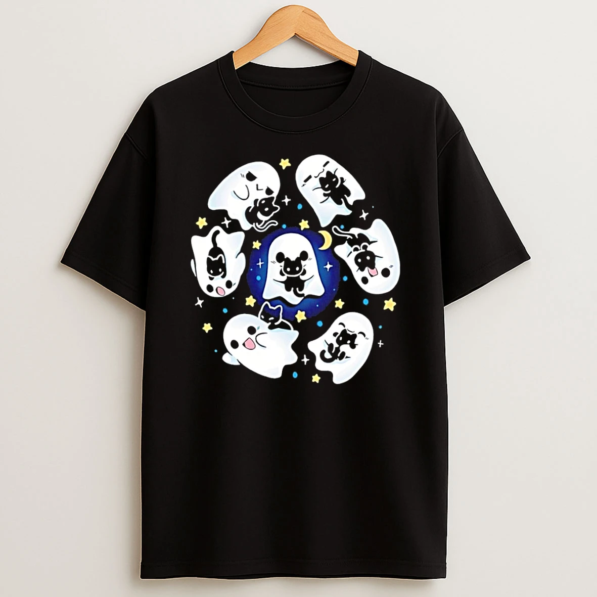 Classic Ghosts And Kittens Cute Cats Halloween T Shirt