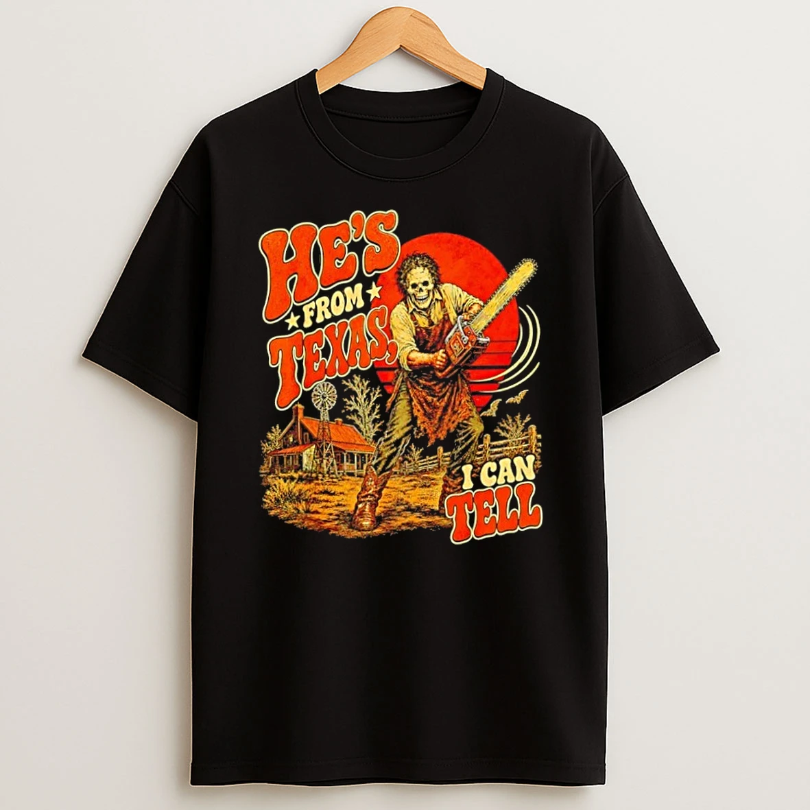 Classic Hes From Texas I Can Tell Skeleton Halloween Horror 2026 T Shirt