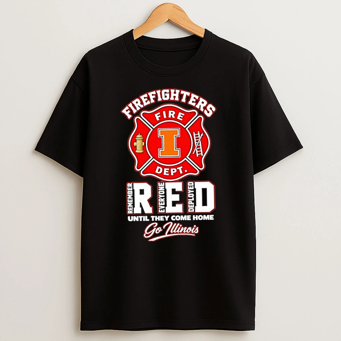 Classic Illinois Fighting Illini Firefighters Remember Everyone Deployed Until They Come Home T Shirt