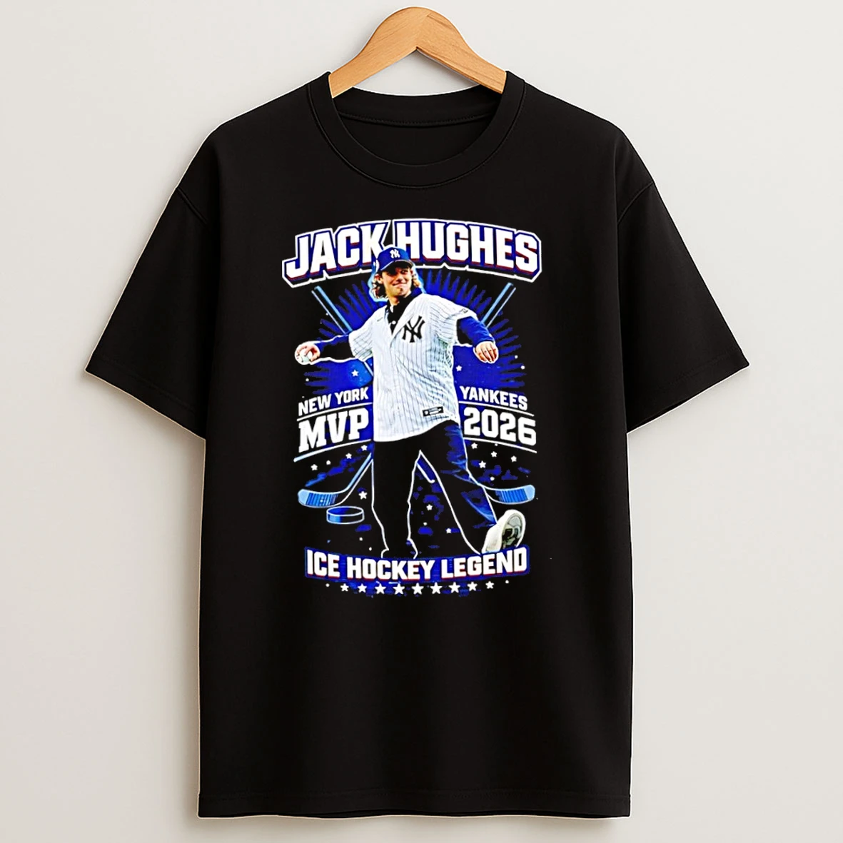 Classic Jack Hughes Ice Hockey Legend New York Yankees Mvp 2026 Graphic T Shirt
