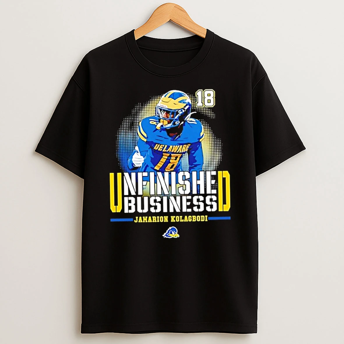Classic Jamarion Kolagbodi 18 Delaware Blue Hens Football Unfinished Business T Shirt