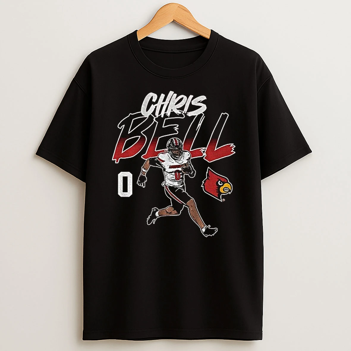 Classic Louisville Football Chris Bell Name Number Pose T Shirt