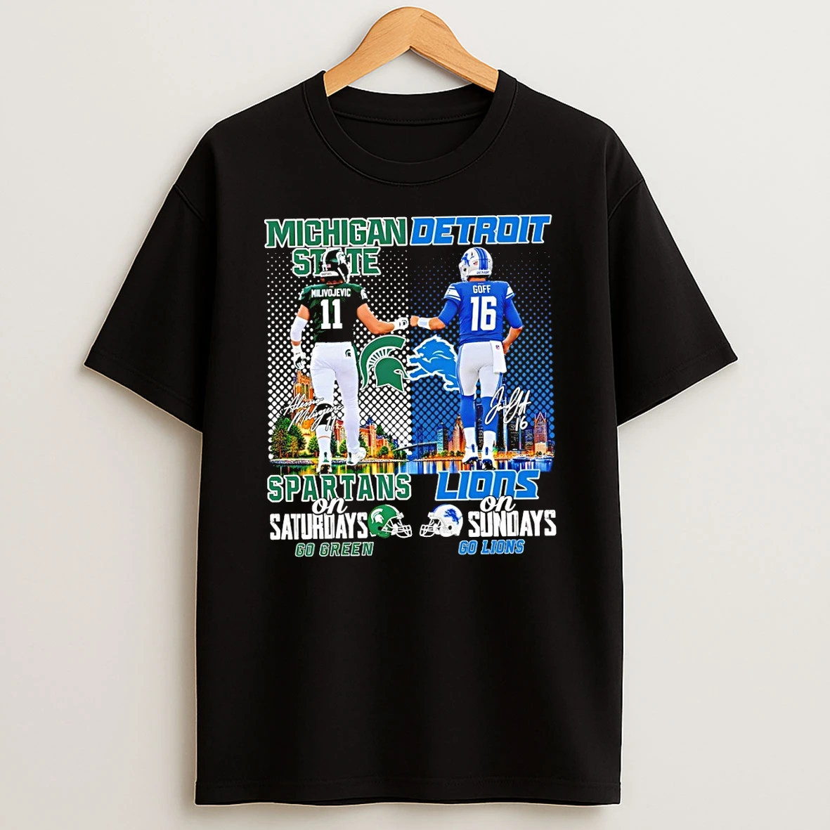 Classic Michigan State Spartans And Detroit Lions Football Players On Saturdays Sundays T Shirt