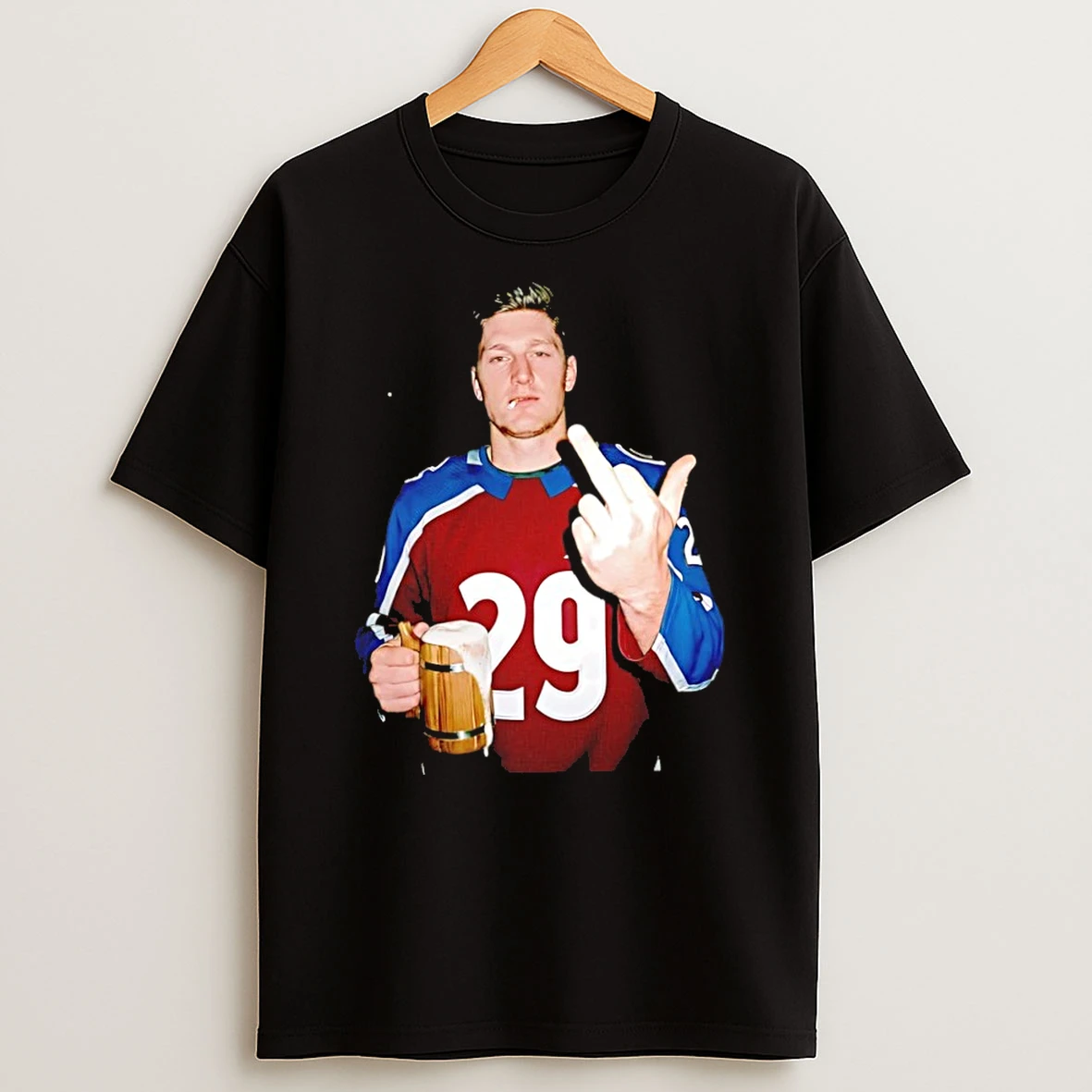 Classic Nathan Mackinnon Colorado Avalanche Nhl Hockey Middle Finger Smoking And Beer T Shirt