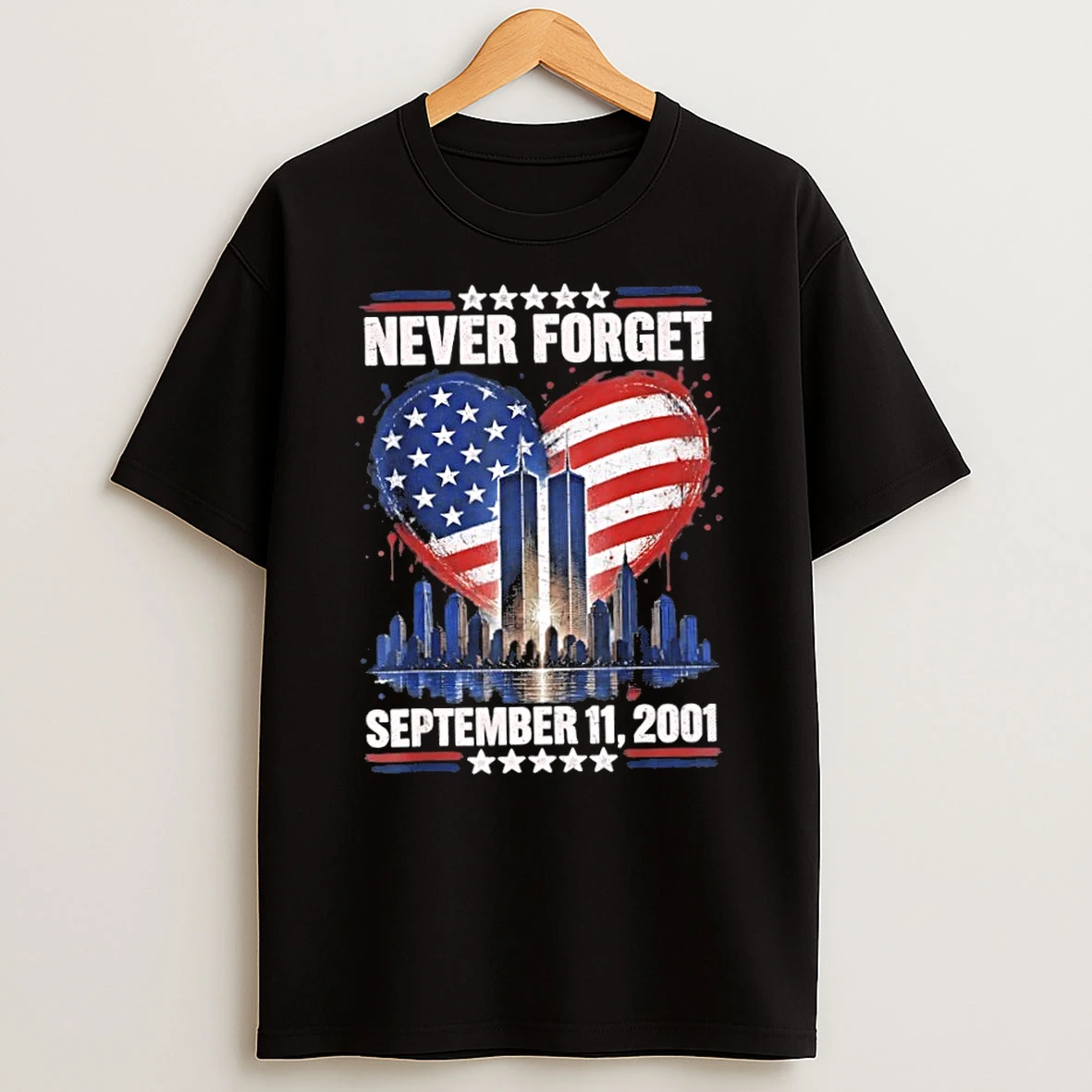 Classic Never Forget September 11 2001 Memorial Day American Flag T Shirt