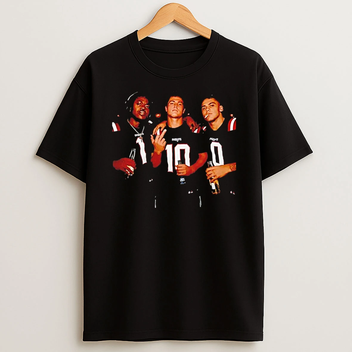 Classic New England Patriots Stefon Diggs Drake Maye And Christian Gonzalez Middle Finger Photo T Shirt