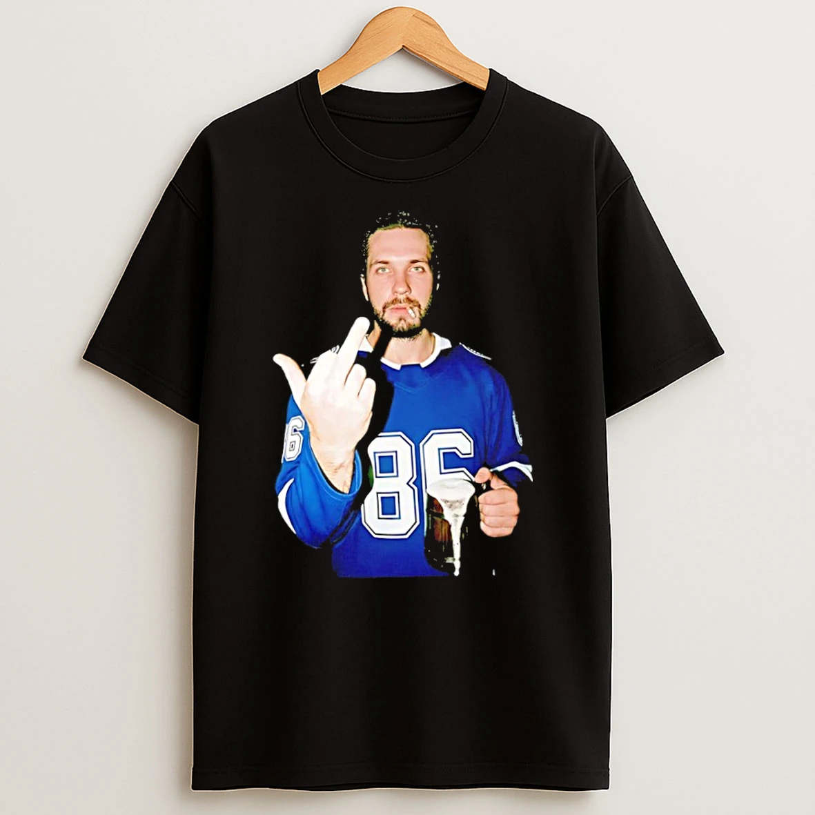 Classic Nikita Kucherov Tampa Bay Lightning Hockey Middle Finger Smoking And Beer T Shirt