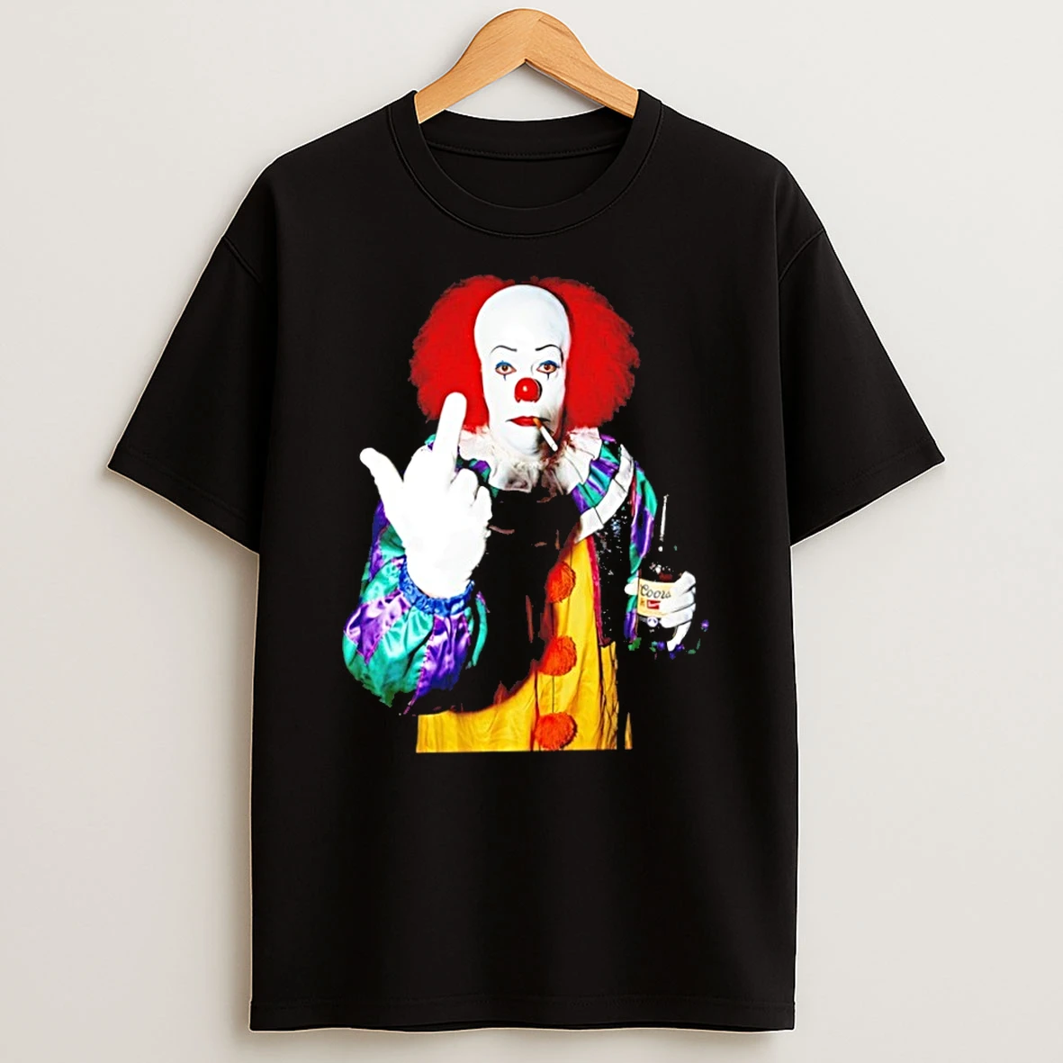 Classic Pennywise It Halloween 2026 Middle Finger Smoking And Beer T Shirt
