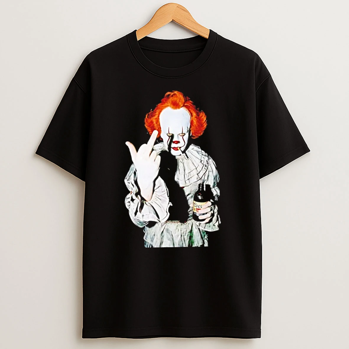Classic Pennywise Middle Finger Smoking And Beer Halloween 2026 T Shirt