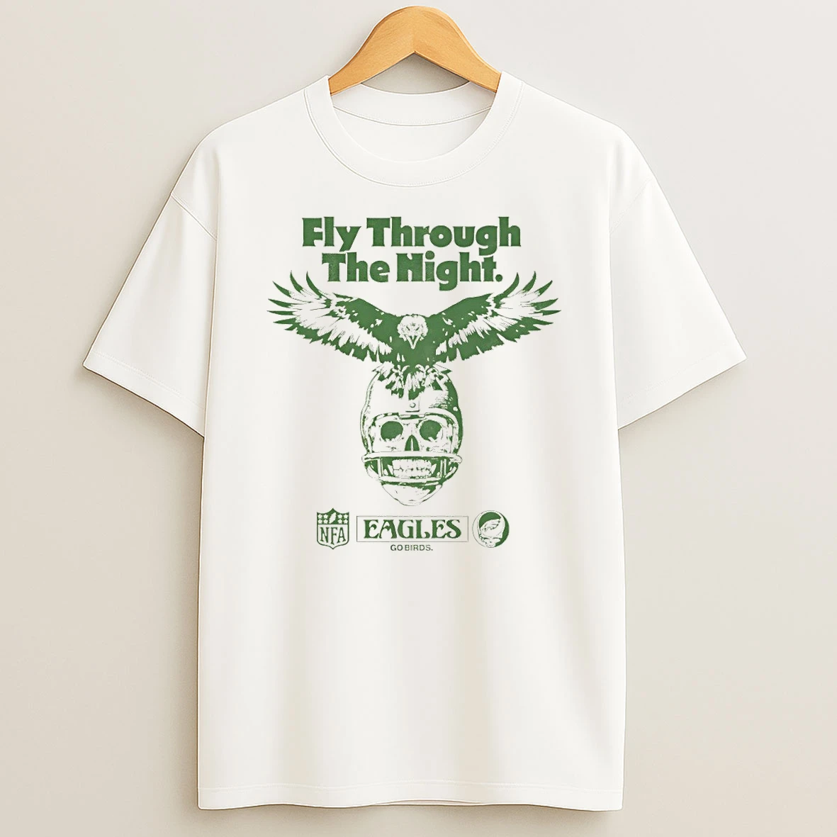 Classic Philadelphia Eagles Football Skull Bird Fly Through The Night Nfl Grateful T Shirt