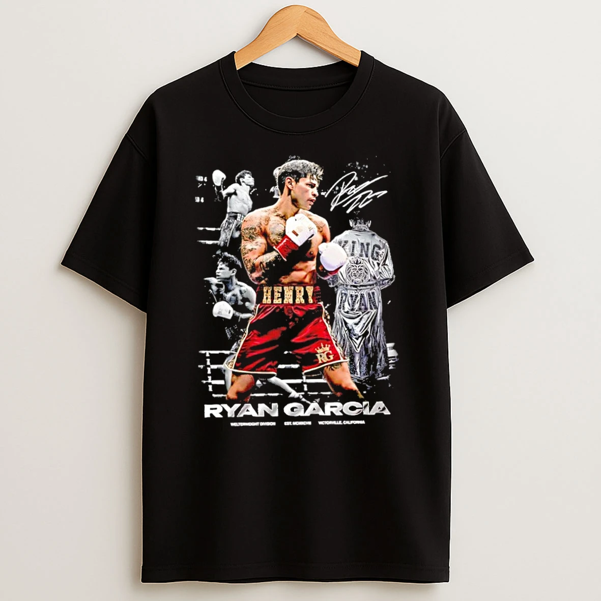 Classic Ryan Garcia Boxing Collage Graphic Signature T Shirt