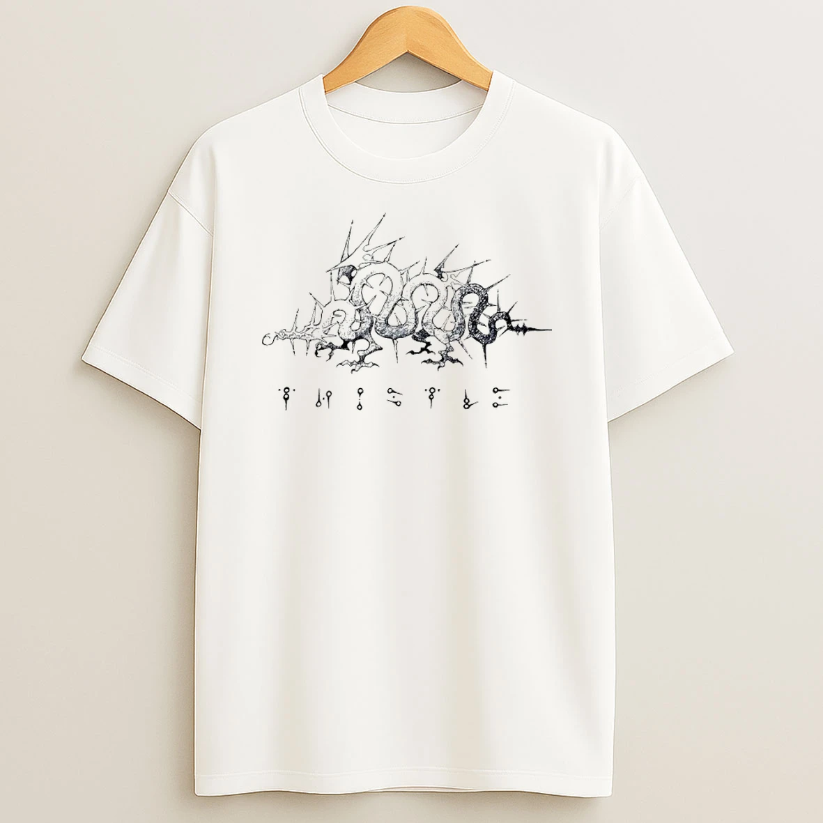 Classic Spiked Dragon With Occult Symbols Gothic T Shirt